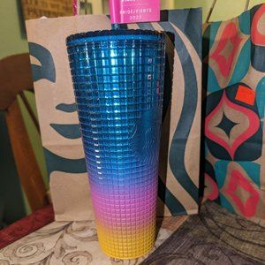 Starbucks Tumbler Tim Singleton Rainbow Grid Gradient Ombre - Venti 24oz